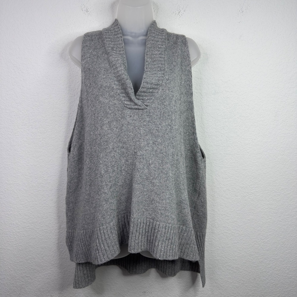 Storets Sweater Vest Womens S/M Gray Wool Blend Oversized‎ Layering Minimalist